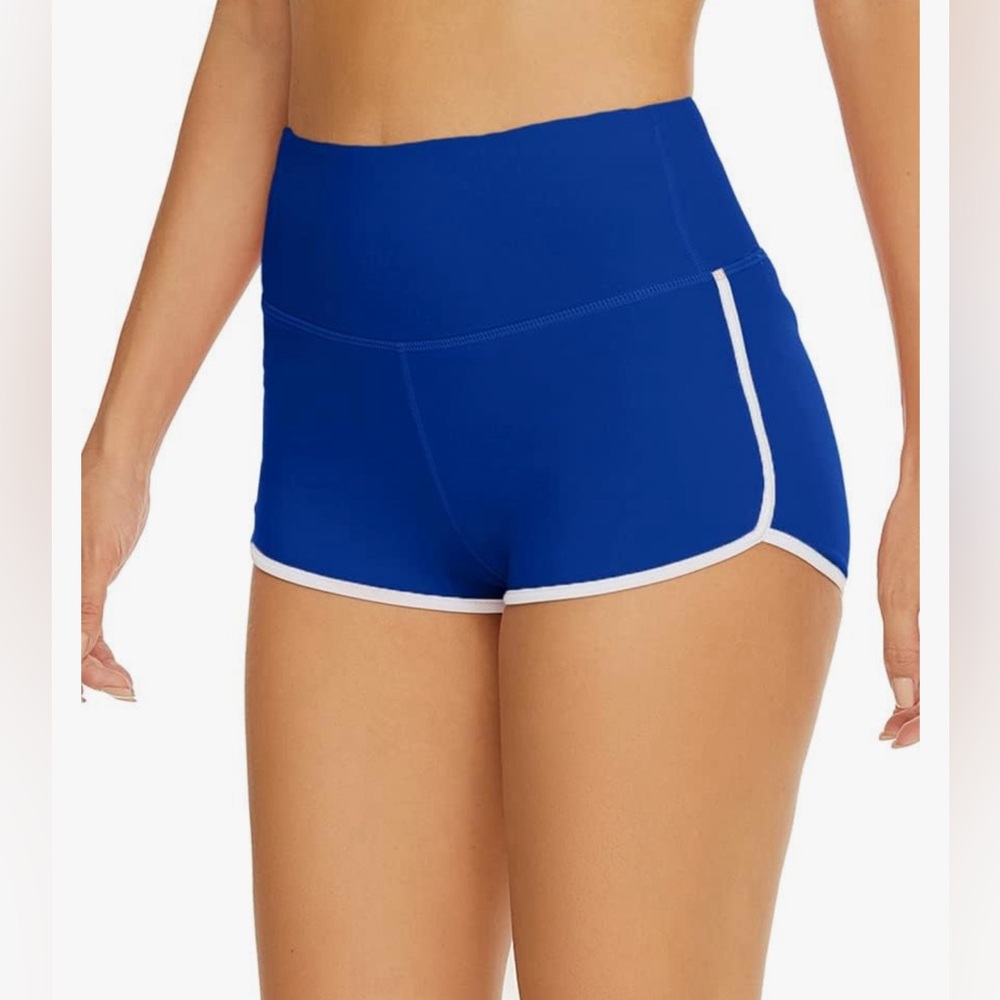 Aurgelmir Women's Workout Shorts, Scrunch Booty-Middle/High Waist, Blue/White, M
